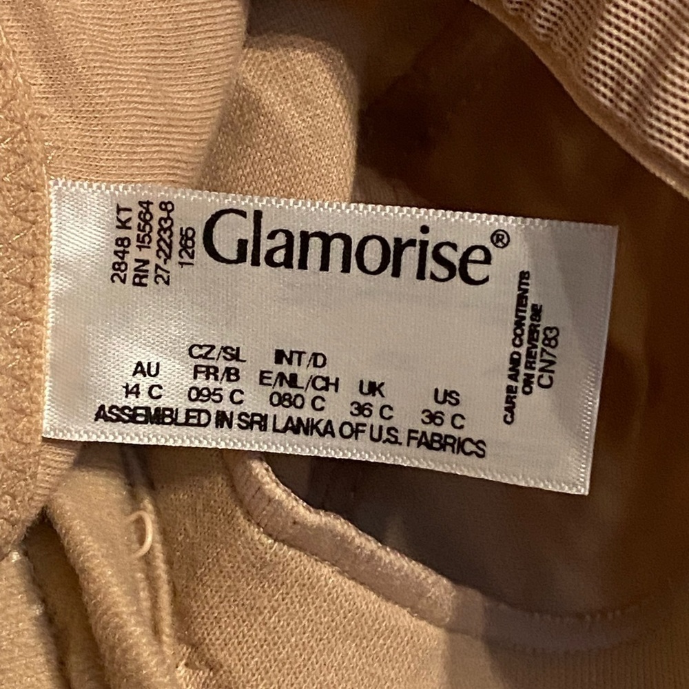 Glamorise Tan Full Coverage Bra Front Closure SZ 36C - Picture 7 of 7